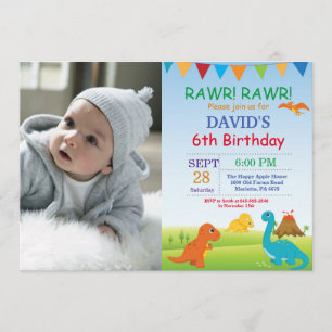 Dinosaur Birthday Invitation Dino Party Kaart