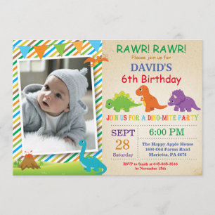 Dinosaur Birthday Invitation Dino Party Kaart