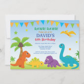 Dinosaur Birthday Invitation Dino Party Kaart (Voorkant)