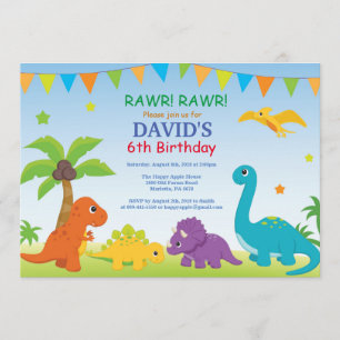 Dinosaur Birthday Invitation Dino Party Kaart