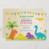 Dinosaur Birthday Invitation Dino Party Kaart (Voorkant / Achterkant)