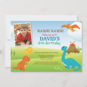 Dinosaur Birthday Invitation Dino Party Kaart