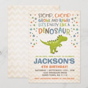 Dinosaur Birthday Invitation Dinosaur Dig Party Kaart