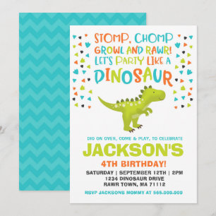 Dinosaur Birthday Invitation Dinosaur Dig Party Kaart