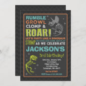 Dinosaur Birthday Invitation Dinosaur Fossil Party Kaart (Voorkant / Achterkant)