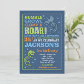 Dinosaur Birthday Invitation Dinosaur Fossil Party Kaart (Staand voorkant)