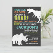 Dinosaur Birthday Invitation Dinosaur Fossil Party Kaart (Staand voorkant)