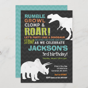 Dinosaur Birthday Invitation Dinosaur Fossil Party Kaart