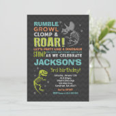 Dinosaur Birthday Invitation Dinosaur Fossil Party Kaart (Staand voorkant)