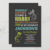 Dinosaur Birthday Invitation Dinosaur Fossil Party Kaart (Voorkant / Achterkant)