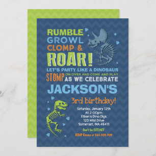Dinosaur Birthday Invitation Dinosaur Fossil Party Kaart