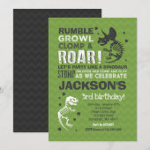 Dinosaur Birthday Invitation Dinosaur Fossil Party Kaart (Voorkant / Achterkant)