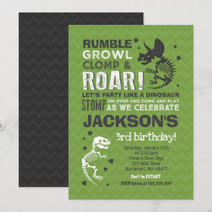 Dinosaur Birthday Invitation Dinosaur Fossil Party Kaart