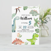 Dinosaur Birthday Invitation, Dinosaur Invitation Kaart (Staand voorkant)
