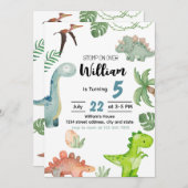 Dinosaur Birthday Invitation, Dinosaur Invitation Kaart (Voorkant / Achterkant)