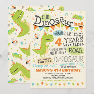 Dinosaur Birthday Invitation Dinosaur Roar Party Kaart