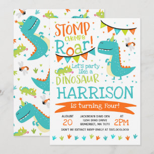 Dinosaur Birthday Invitation Dinosaur Roar Party Kaart