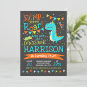 Dinosaur Birthday Invitation Dinosaur Roar Party Kaart (Staand voorkant)