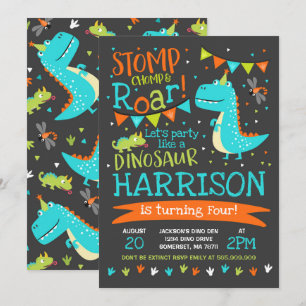 Dinosaur Birthday Invitation Dinosaur Roar Party Kaart