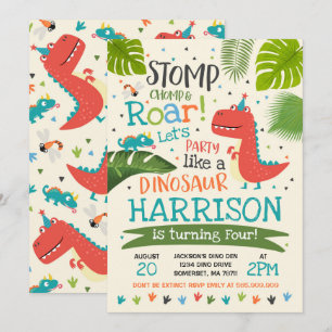 Dinosaur Birthday Invitation Dinosaur Roar Party Kaart