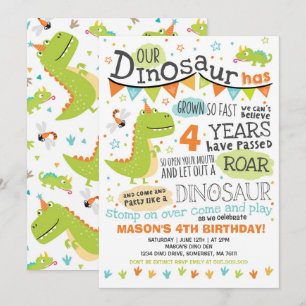 Dinosaur Birthday Invitation Dinosaur Roar Party Kaart