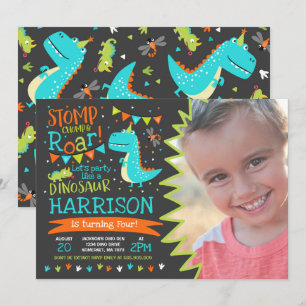 Dinosaur Birthday Invitation Dinosaur Roar Party Kaart