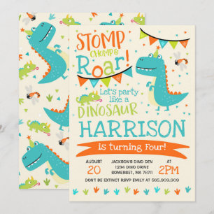 Dinosaur Birthday Invitation Dinosaur Roar Party Kaart