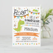 Dinosaur Birthday Invitation Dinosaur Roar Party Kaart (Staand voorkant)