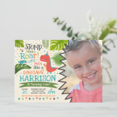 Dinosaur Birthday Invitation Dinosaur Roar Party Kaart (Staand voorkant)