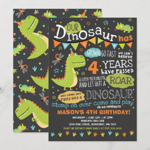 Dinosaur Birthday Invitation Dinosaur Roar Party Kaart
