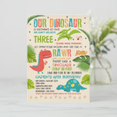 Dinosaur Birthday Invitation Dinosaur T-Rex Party Kaart (Staand voorkant)