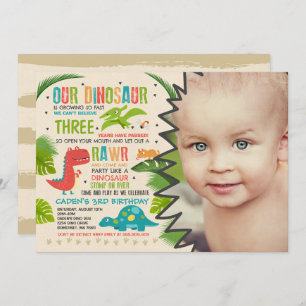 Dinosaur Birthday Invitation Dinosaur T-Rex Party Kaart