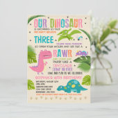 Dinosaur Birthday Invitation Dinosaur T-Rex Party Kaart (Staand voorkant)