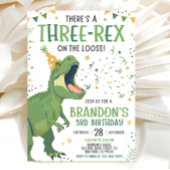 Dinosaur Birthday Invitation, Editable Three Rex 3 Kaart