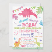 Dinosaur Birthday Invitation for Girl Kaart (Voorkant)