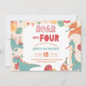 Dinosaur Birthday Invitation Four. Modern Dino Kaart (Voorkant)