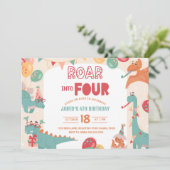 Dinosaur Birthday Invitation Four. Modern Dino Kaart (Staand voorkant)