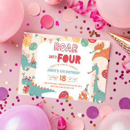 Dinosaur Birthday Invitation Four. Modern Dino Kaart