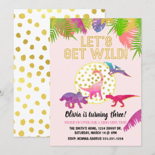 Dinosaur Birthday Invitation Girl Birthday Kaart