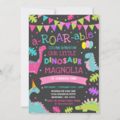 Dinosaur Birthday Invitation Girl Dinosaur Party Kaart (Voorkant)