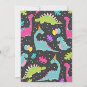 Dinosaur Birthday Invitation Girl Dinosaur Party Kaart (Achterkant)