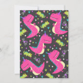Dinosaur Birthday Invitation Girl Dinosaur Party Kaart (Achterkant)