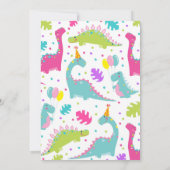 Dinosaur Birthday Invitation Girl Dinosaur Party Kaart (Achterkant)
