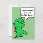 Dinosaur Birthday Invitation Green Flat Card Bedankkaart (Voorkant)