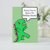 Dinosaur Birthday Invitation Green Flat Card Bedankkaart (Staand voorkant)