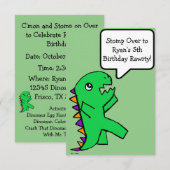 Dinosaur Birthday Invitation Green Flat Card Bedankkaart (Voorkant / Achterkant)