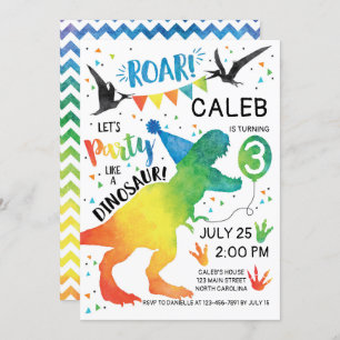 Dinosaur Birthday Invitation Party as a Dinosaur Kaart