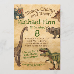 Dinosaur Birthday Invitation, Rawr Invite Kaart