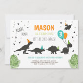 Dinosaur Birthday Invitation ROAR Dino Kaart (Voorkant)