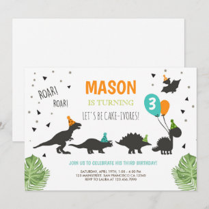 Dinosaur Birthday Invitation ROAR Dino Kaart